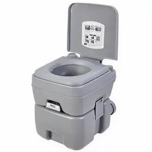5.3 Gallon Portable Toilet for Camping, with Carry Bag & Detachable Tank, Ideal for Boat, Truck & RV Use, Grey/Beige