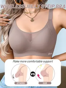 Super comfy wireless jelly bra! Front closure, seamless U-back, wide adjustable straps, great support and push up, breathable for daily, party and exercise!