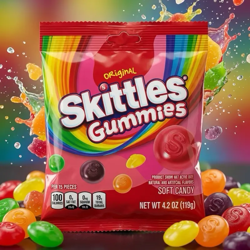 Skittles Gummies Chewy Candies - Fruity, Bite-Sized Sweet Treats for Casual Snacking