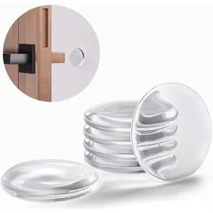 Strogest Door Stoppers for Wall,  6 count of 2" Door Knob Wall Protector, Round Wall Protectors from Door Knobs, Clear Rubber Door Stop for Doors Handle, Shower Door, Self Adhesive