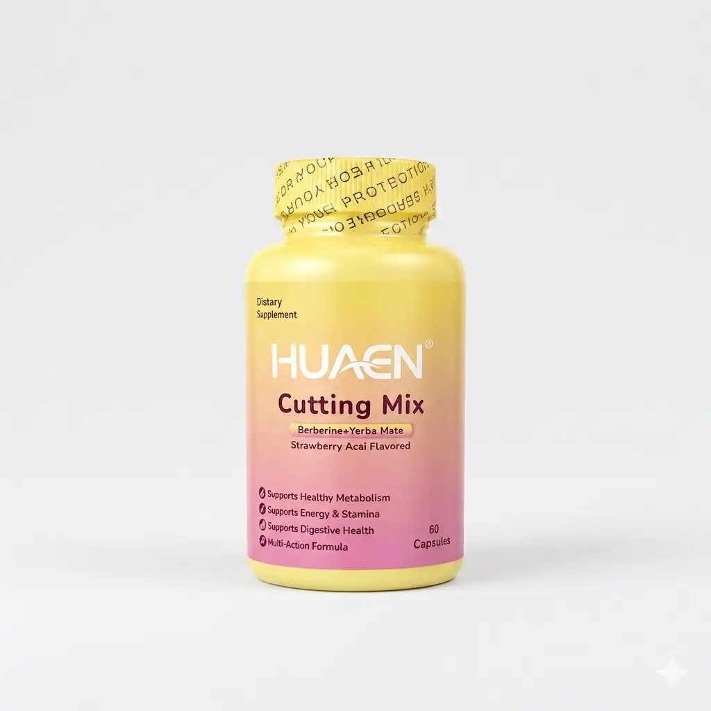 HUAEN Supplement Capsules - Strawberry Açaí Flavor, 300mg Berberine Dual-Action Formula, Craving Control & Gut Health Support, 30-Day Supply