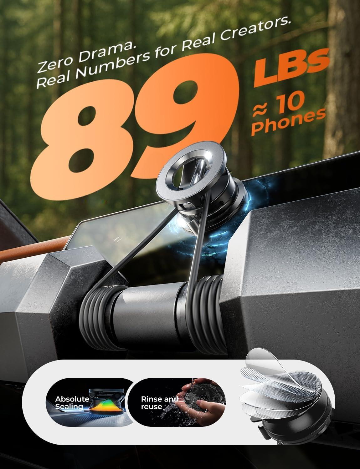 MagSafe Magnetic Car Phone Mount, Vacuum Suction Cup Phone Holder, Universal Car Interior Accessories for Men Women, Compatible with iPhone 17 Pro Max 16 15 14 13, Perfect Gift Kit for Jeep BMW Vehicles