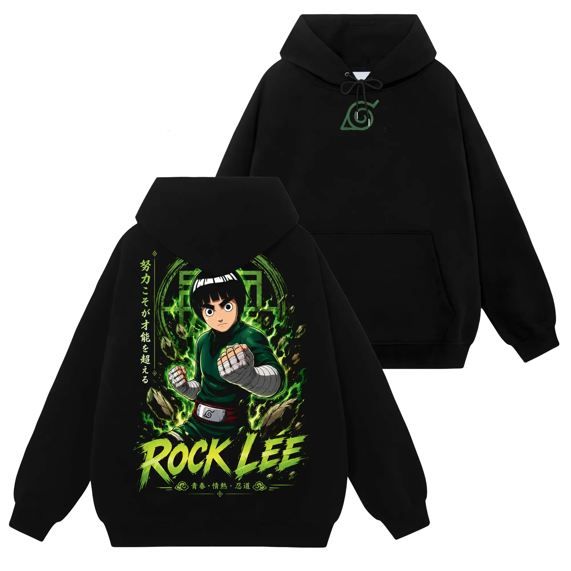 [Shinobi Shop] Limited Naruto Shippuden Rock Lee 8 Gate #253 Unisex Hoodie Top, 90s Retro Vintage Cotton Fabric, Casual Seamless Basic Graphic Anime Manga Y2K Streetwear Tops Apparel Gift For Wibu