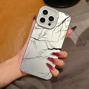 Creative Lightning Crack Pattern Silver Color Tpu Anti-Drop Phone Case Cover for iPhone 6/7/8/x/XS/XR/XS Max/11/12/13/14/15/16/17 Pro Max