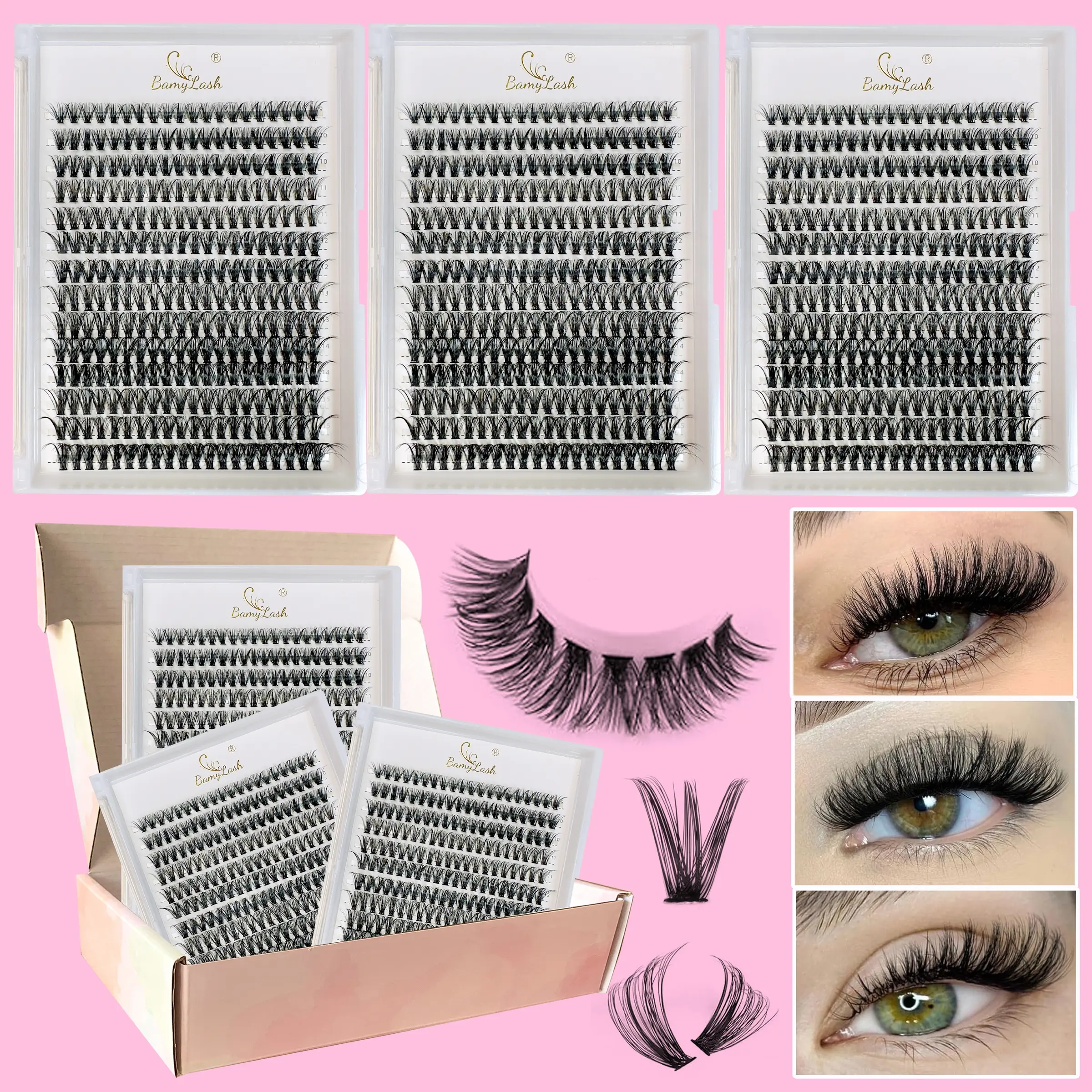 Daily Lash Extension Kit, Eyelash Extensions Set, DIY Eyelash Extensions, Easy Perfect Eye Makeup, Includes 3 Boxes High-Quality Best Lash Clusters, Fluffy Eyelash Clusters 9-16mm Mix, Essential Beauty Gift for Women and Girls, Fluffy Eyelashes Cluster