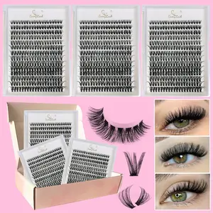 Daily Lash Extension Kit, Eyelash Extensions Set, DIY Eyelash Extensions, Easy Perfect Eye Makeup, Includes 3 Boxes High-Quality, Fluffy Eyelash Clusters 9-16mm Mix, Essential Beauty Gift for Women and Girls