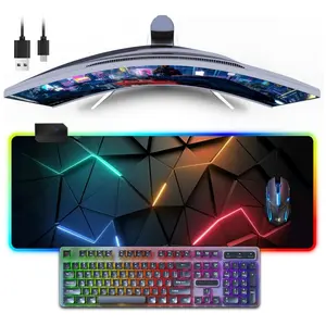 128rgb Irregular Diamond Mouse Pad, Anti-Slip Gaming Mat, Easy Clean, Dual-Needle Stitched Edges, Perfect for Mtg, Tcg, Picnic, Magic Party, Non Slip Mousepad