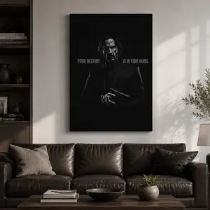 Keanu Reeves John Wick Inspired Black Canvas Print, Dark Assassin Action Hero Movie Poster, Motivational Quote Wall Art Decor for Man Cave, Bedroom, Living Room, Office, Gift for Men, Dad, Boyfriend and Movie Fans
