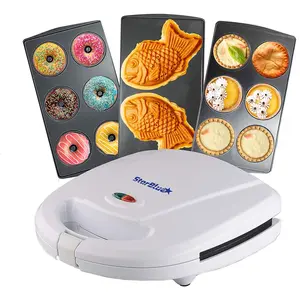 Mini-Donuts Maker, Mini-Pie and Quiche Maker, Taiyaki Maker – NEW 3 in 1 Three Slices Detachable Dessert Maker White AC 110-120V 50/60Hz 700-800W