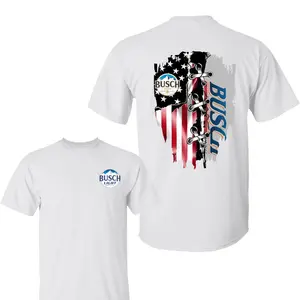 Busch Light Beer American Flag Graphic 2 Sided Shirt, Busch Light Drink Tshirt, Cotton Shortsleeve Top, Casual Menswear, Daily Men Tshirt Classic Collar