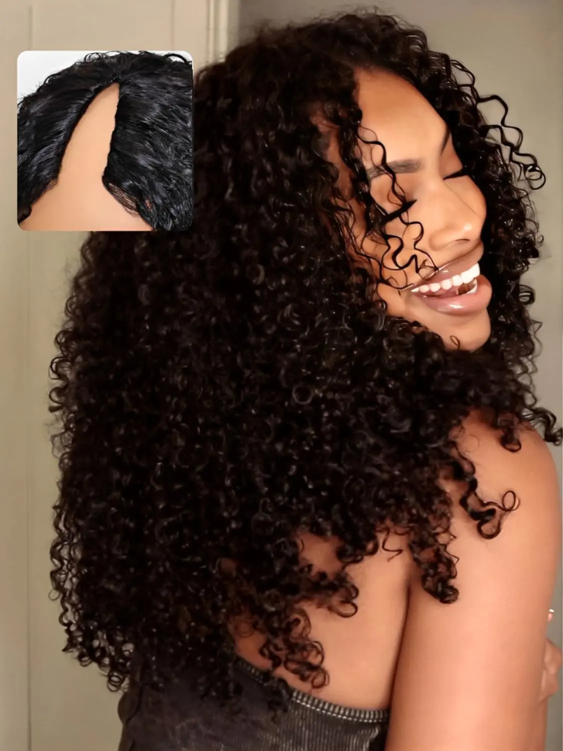 Human Hair V Part Wig with Drawstring 180% Density Half Wig for Women Amazon.com : 180% Density Body Wavy V Part Wig Human Hair No  main image 2
