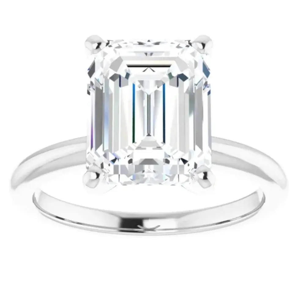 4Ct Emerald Solitaire Moissanite Engagement Ring in White Yellow or Rose Gold 4Ct Emerald Solitaire Moissanite Engagement Ring in White Yellow or Rose Gold