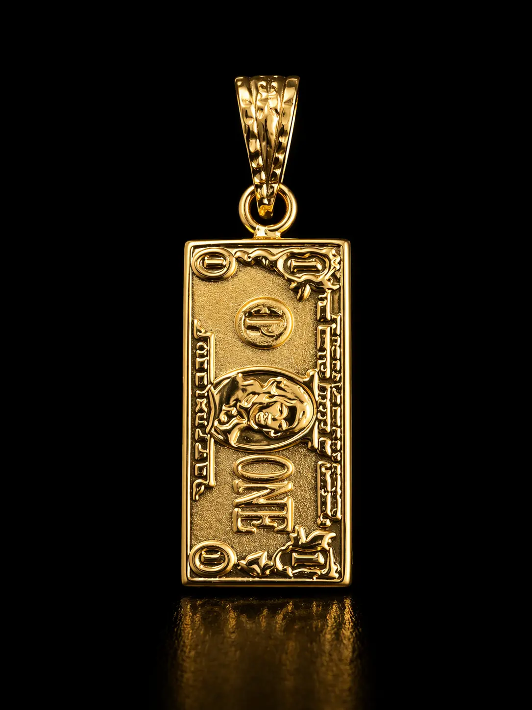 18K Italian Gold One Dollar Bill Pendant – Money Icon Luxury Charm 2CM