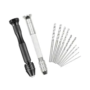 11 Piece Mini Drill Bit Set with Micro Drills (0.5mm-2.5mm), Manual Jewelry Making Hand Tools for Resin, Wood, Plastic, Beads, Clay