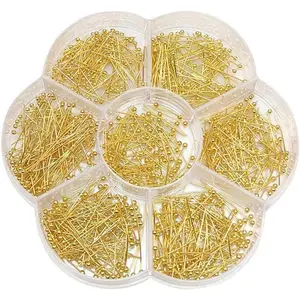 Assorted 700pcs Mix Size Brass Ball Head Pins for Jewelry Making (Gold, Mix)