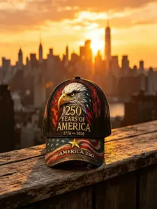 Usa 250th Anniversary Baseball Hat 1776-2026, Baseball Cap Adjustable, Patriotic Bald Eagle & Flag Print, Adjustable Loose-Fit Sun Hat for Men and Women