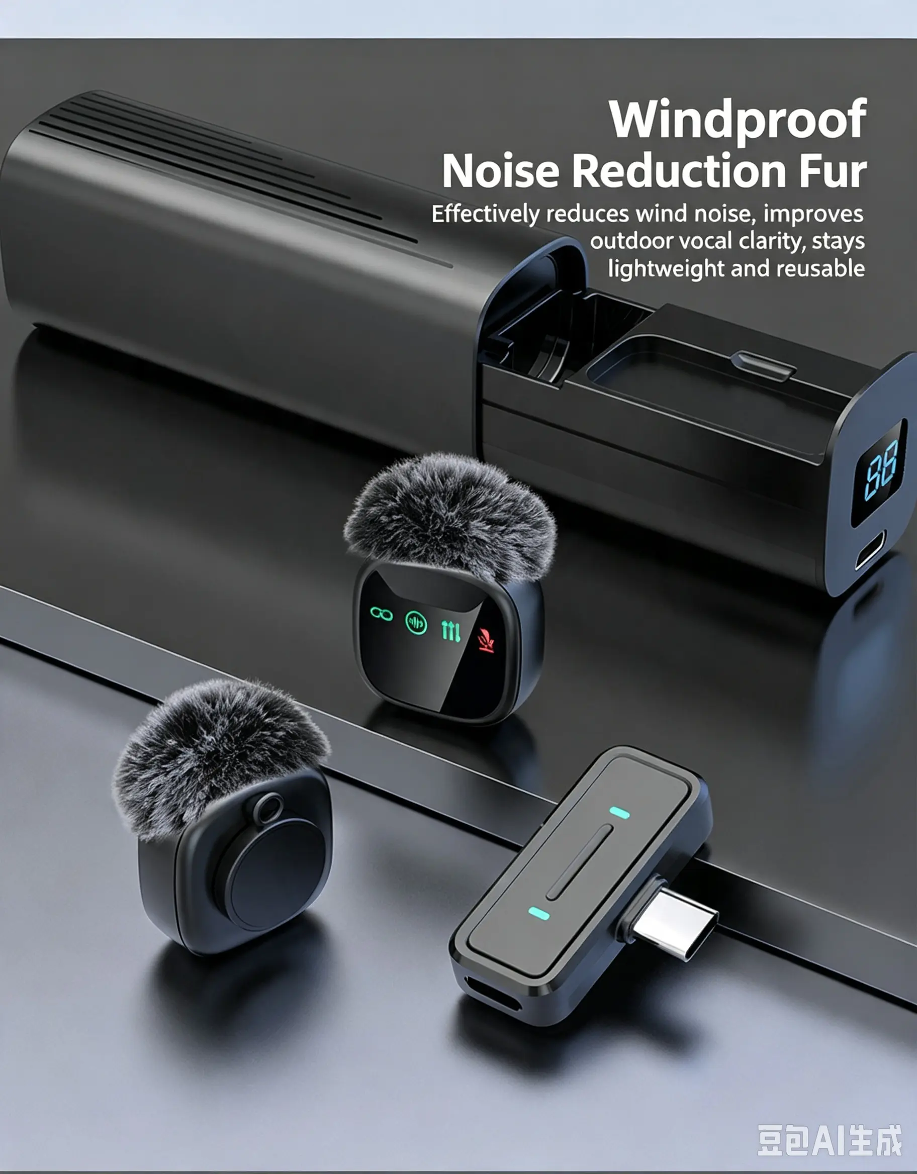 Windproof Noise Reduction Fur Microphone for Outdoor Vocal Clarity Lightweight Reusable Device