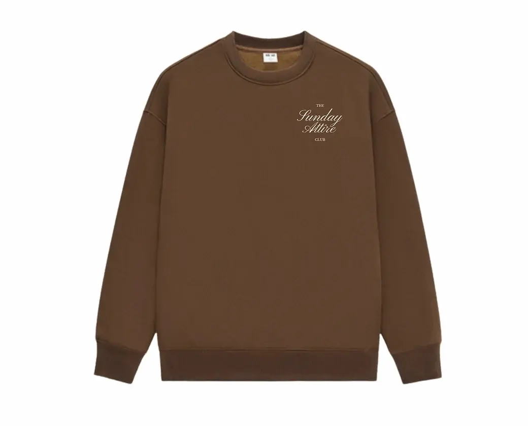 Sunday Attire Club Crewneck - BROWN Cotton Tops Sweaters