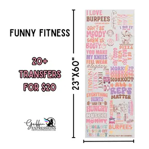 Funny Fitness | Dollar Deals DTF Transfer Gang Sheet For Graphic Tees