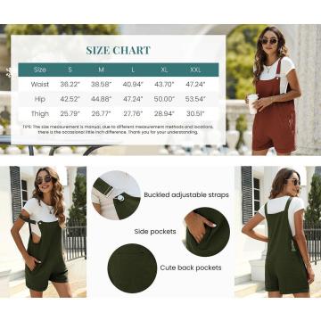 JovenPara Women Cotton Blend Shortall Linen Dual Pocketed Adjustable Strap Cream Pinafore Overall Romper