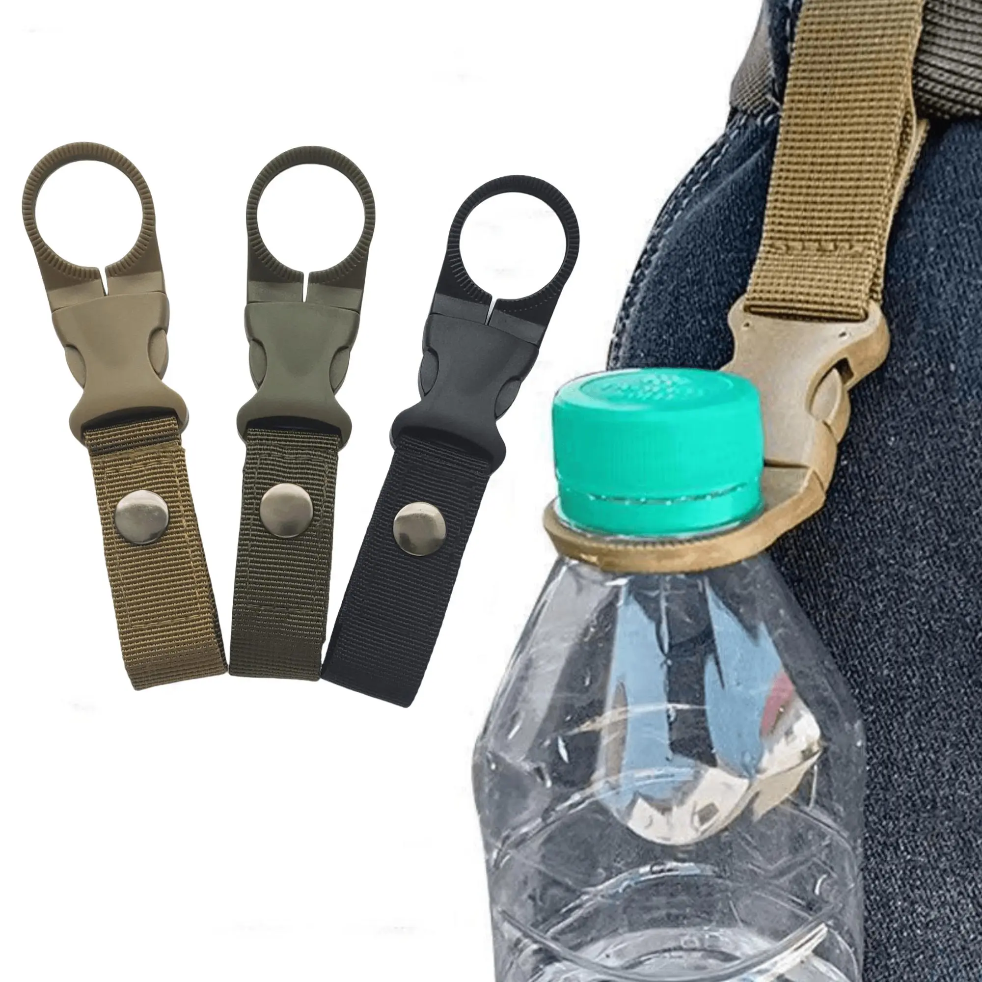 Outdoor Water Bottle Holder, Portable Lightweight Hanging Buckle Clip (1 or 3 Count), Suitable for Camping, Hiking, Mountaineering and Travel