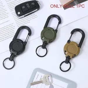 2-piece set, outdoor sports keychain, retractable heavy-duty mountaineering buckle, key chain strong wire rope buckle, spring key ring, very suitable for outdoor backpacks