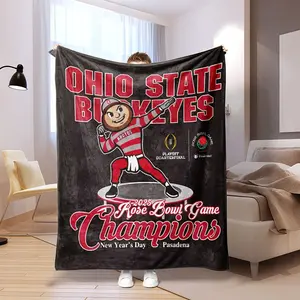 Ohio State University themed plush blanket, versatile, warm and comfortable, perfect for the sofa, office, travel - a perfect gift for all seasons micro  crochet  blanket warm nap blanket breezy  bowl