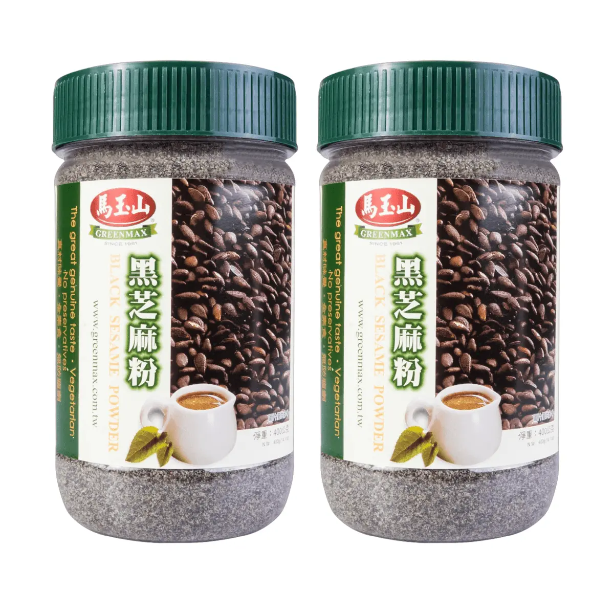GREENMAX Taiwan Black Sesame Powder 800g Value Pack - 2x 400g Bags for Healthy Smoothies, Baking & Toppings