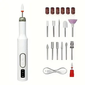 Silent Rechargeable Electric Nail Drill Kit, Wireless Charging, Professional Manicure & Pedicure Set, Gel Nails, Acrylic Carving, Polishing, Nail Art Manicure