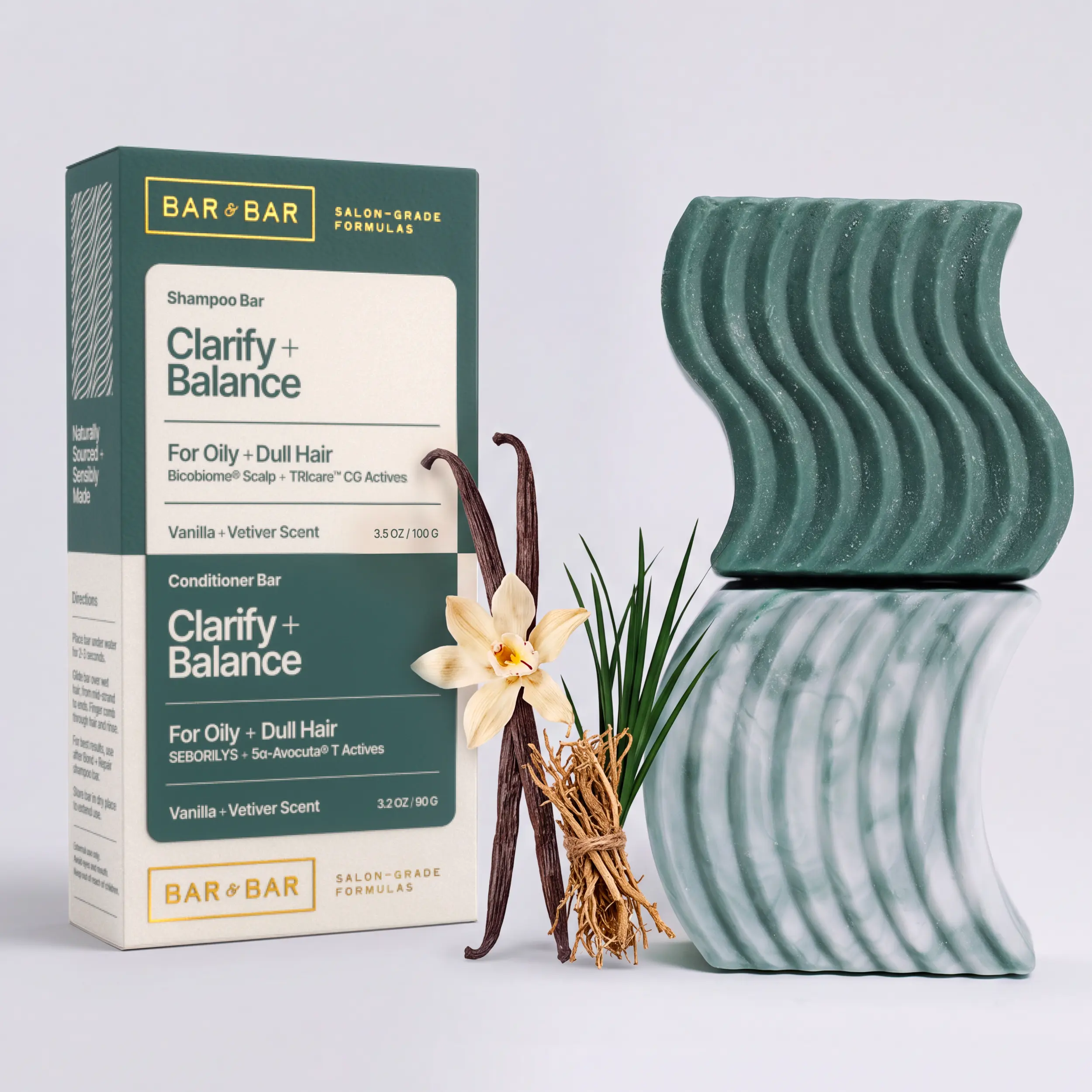 Bar & Bar Shampoo and Conditioner Bar Set – Clarify + Balance – Clarifying Solid Hair Care Duo – Oily Hair & Scalp – Balance – Vanilla & Vetiver