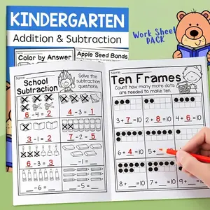 Interactive Math Learning Workbook, Addition and Subtraction Practice, Rich Math Activities, Perfect Back-To-School Gift, Educational Work Book