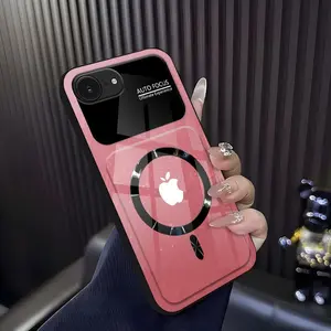 Luxury Marble Tempered Glass MagSafe Case with Lens Guard and Shockproof Armor Frame for [iPhone 16e] 952 Smartphone Protective