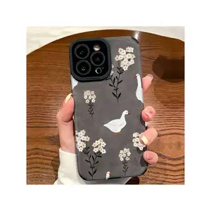 Goose Mobile Phone Case, Decorated With Floral Art And Cute Geese Design,Suitable For IPhone17/IPhone17 Air/IPhone17 Pro/IPhone17 Pro Max/16 Pro Max/15 Pro Max/14 Pro Max/13 Pro Max/12 Pro Max/11 Pro Max