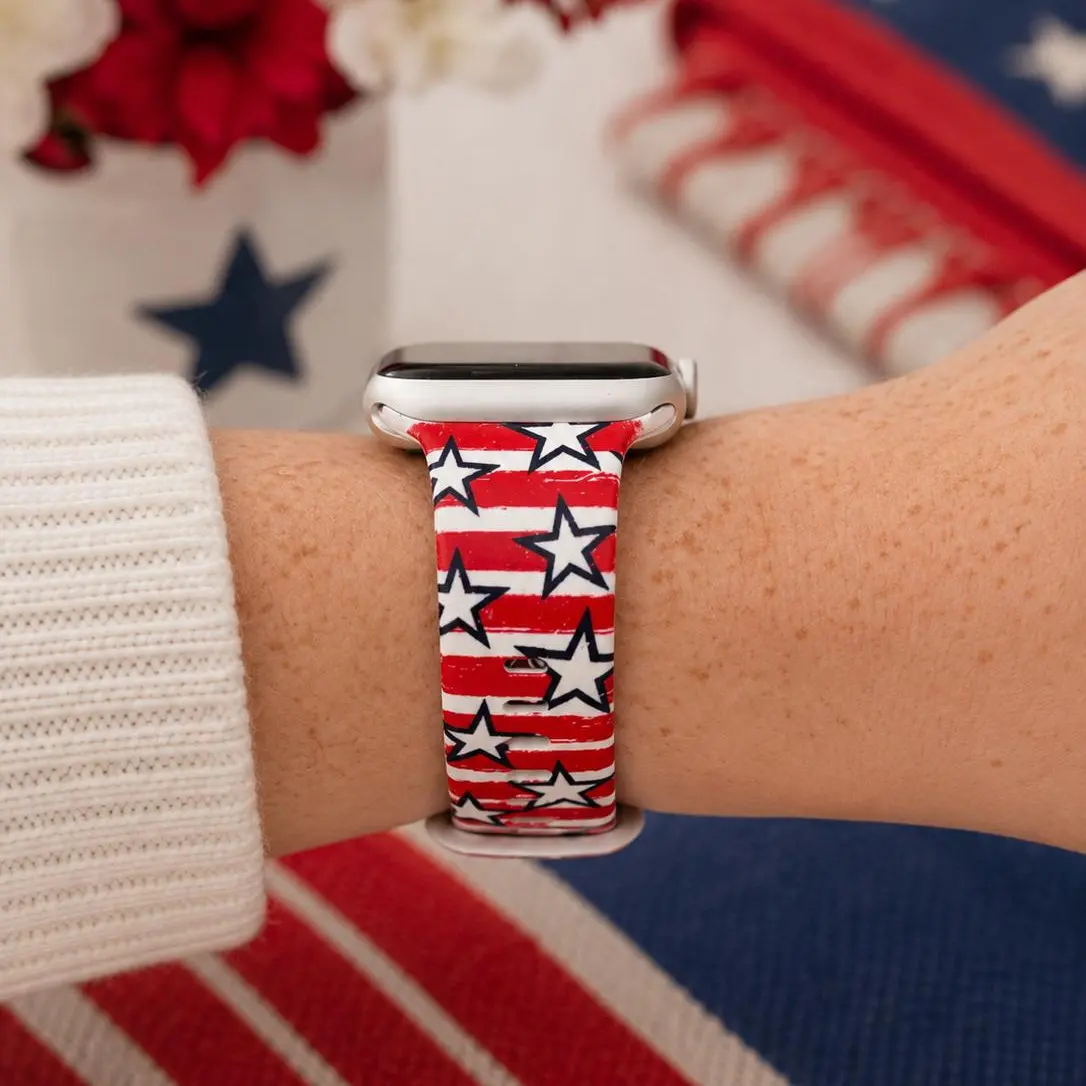 Patriotic Stars & Stripes Watch Band – Red, White & Blue Design for Smart Watches
