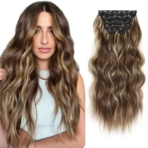 Vigorous Women's 6PCS 20Inch Clip in Hair Extensions, Long Wavy Soft Synthetic Clip-In Hairpieces for Daily Use