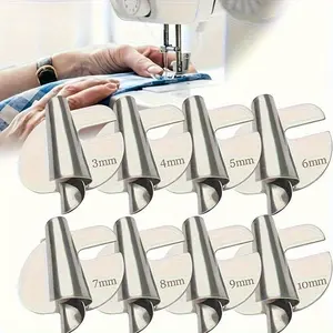 1set Universal Sewing Rolled Hemmer Foot Set - [3-10mm] - Wide Rolled Hem Pressure Foot, Sewing Machine Presser Foot Hemmer Foot, Home Industrial Curved Scroll Hemmer Foot, Sewing Tools