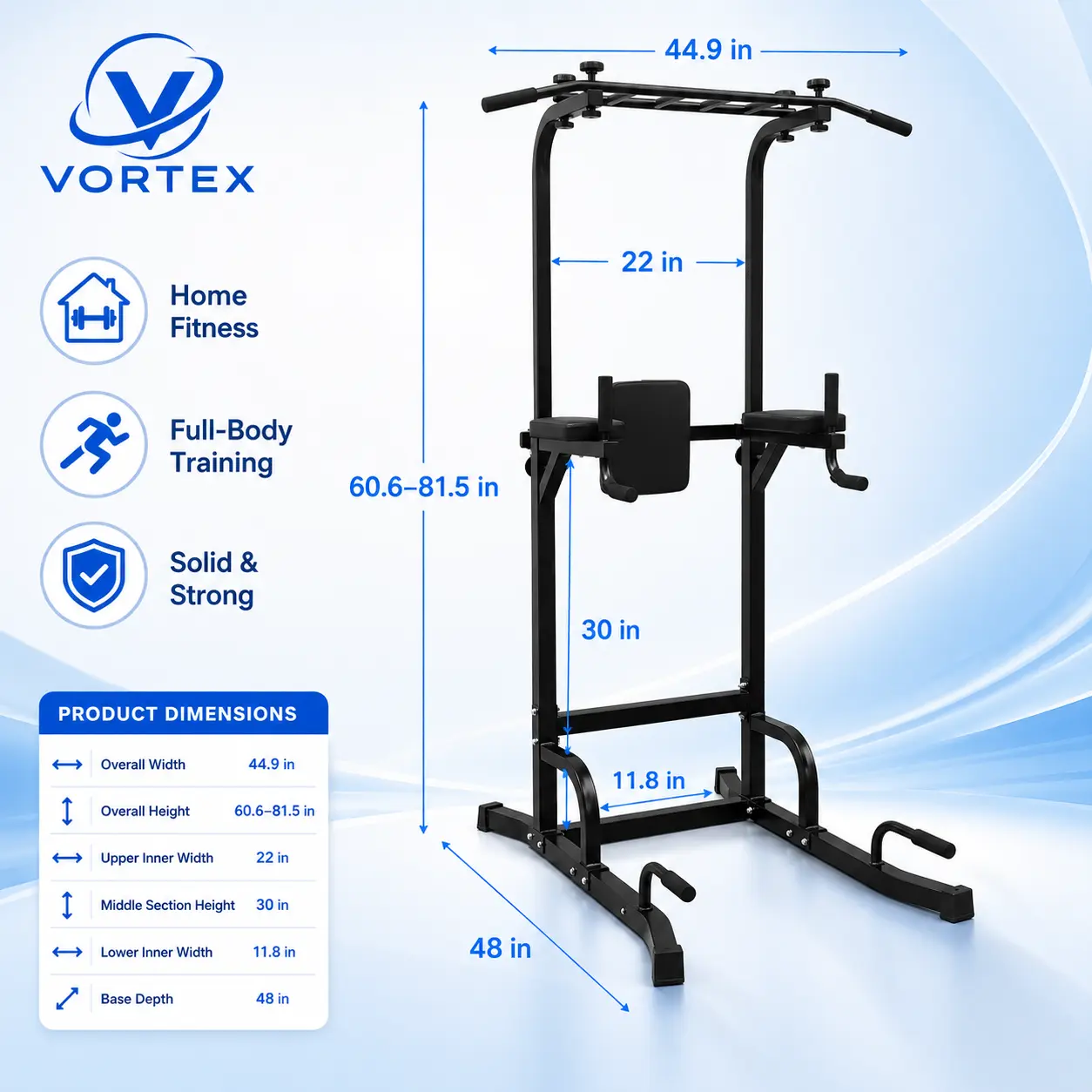 Strength Tower Muscle Training Bar - High-Strength Metal Functional Frame with Overhead Pull-Up Machine, Push-Up Area, Assistance Training Zone, Stable Backrest for Multiple Exercises - Home Fitness Equipment