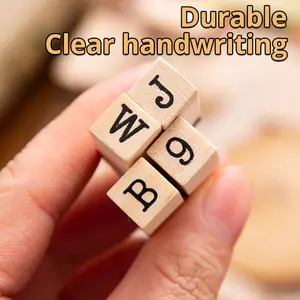 40pcs Wooden Alphanumeric Stamps Capital Letter Stamps for DIY Craft Cards Scrapbooking Supplies with Ink Stamp