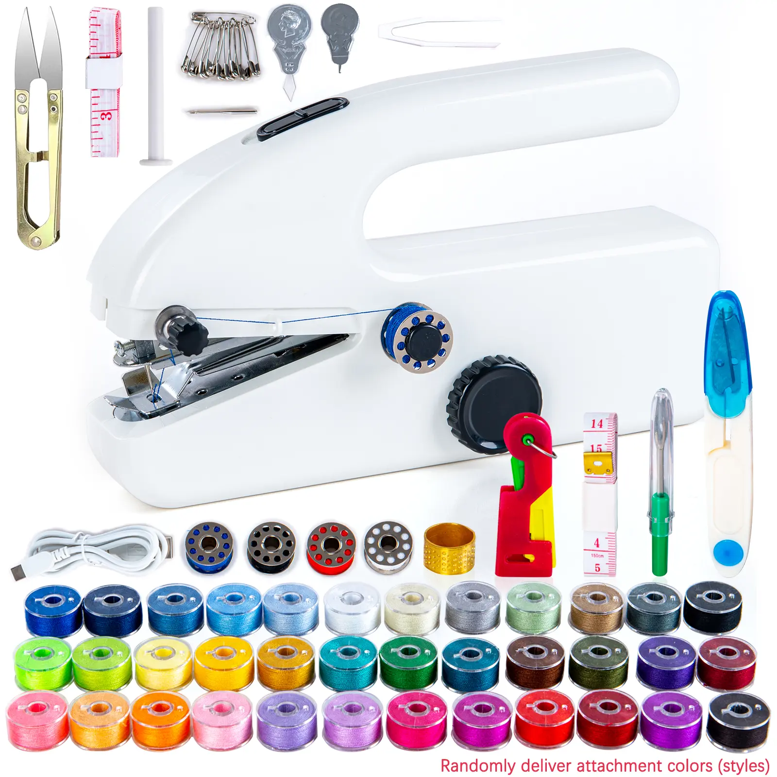 Portable Handheld Dual-Power ABS Plastic Sewing Machine Set - Handheld Sewing Kit, 25 Color Thread Spools, Dual-Speed Modes, Adjustable Stitch Tension, Automatic Feeding, Pocket Size for Beginners' Clothing Repair, Fabric Repair