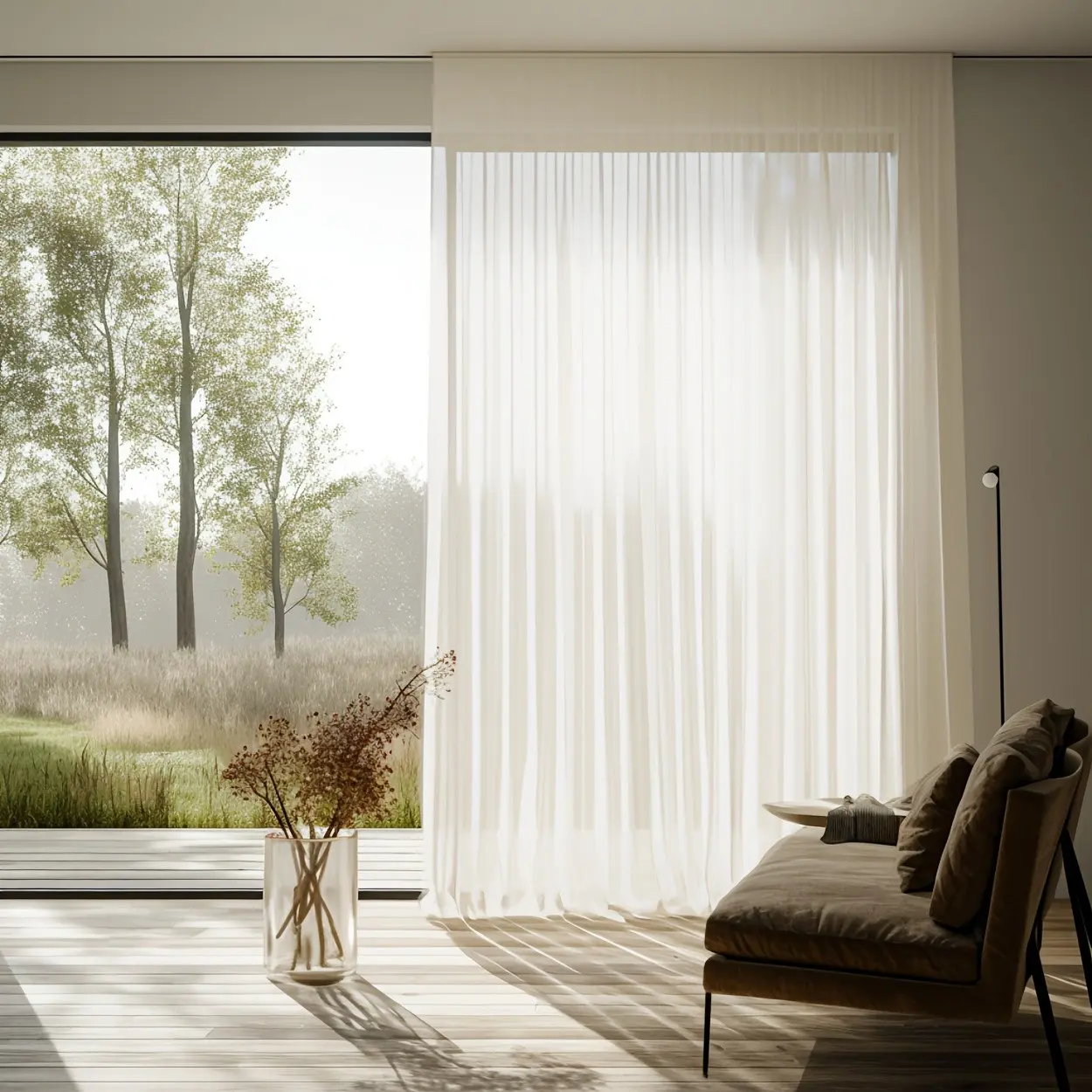 Large Pure Transparent Window Curtain Single Piece, Rod Pocket Design, Lightweight Breathable Fabric, Excellent Light Filtering Effect, Lightweight Curtains