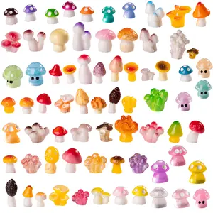 72 Style Mini Mushrooms, Tiny Resin Mushroom Figurines Small Little Resin in Bulk for Miniature Landscape Aquarium Potted Fairy Garden Home Decor Accessories Party Favors Gifts