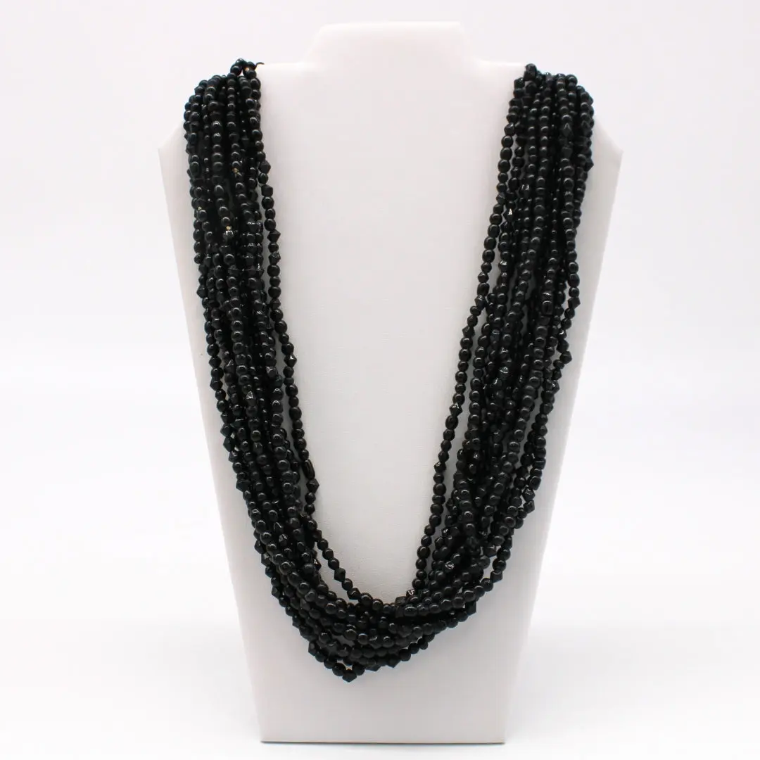 27" Black Glass Bead Necklace (Dozen)