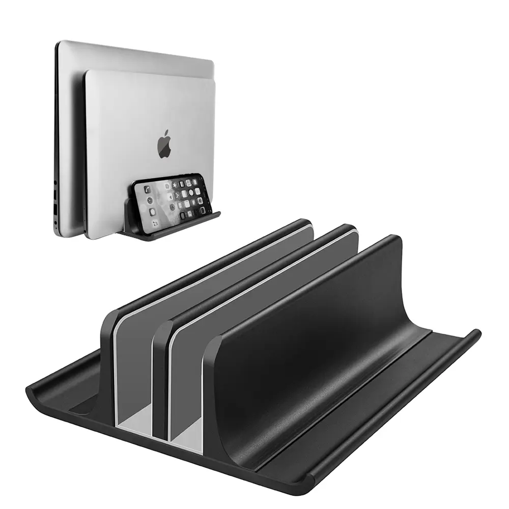 Vaydeer Vertical Laptop Stand Holder Adjustable Desktop Notebook Dock Space-Saving Three-in-one for All MacBook Pro Air, Mac,HP, Dell, Microsoft Surface,Lenovo, up to 17.3 inch Black