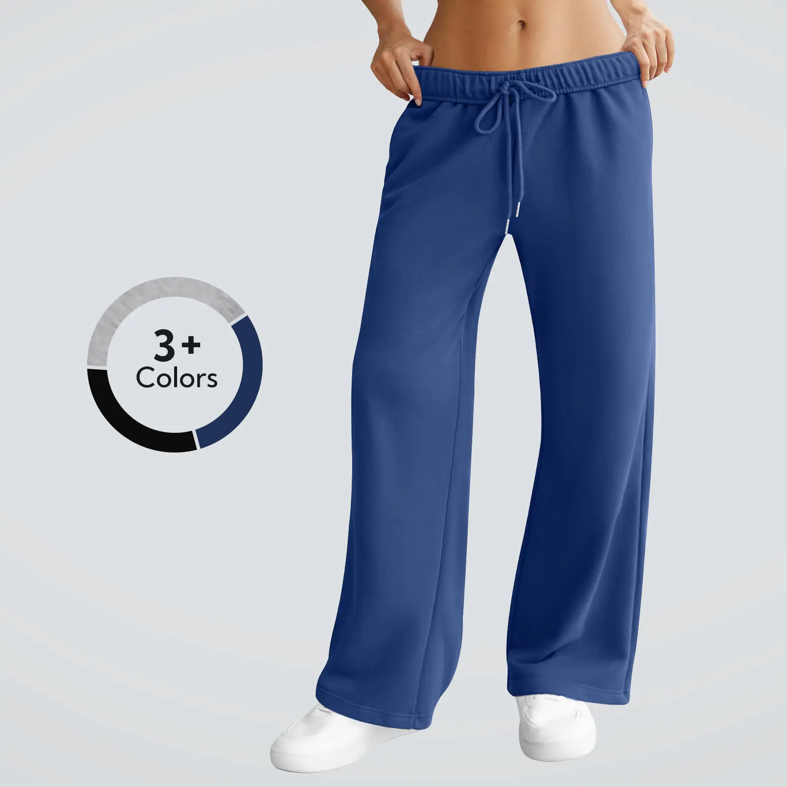 Dlooda Women's Wide Leg Sweatpants with Pockets Elastic Waisted Lounge Casual Trousers in 3+ Colors Y2K Style Loose Fit Bottoms for Daily Wear Cotton Polyester Fabric Minimalist Design - Womenswear pants women