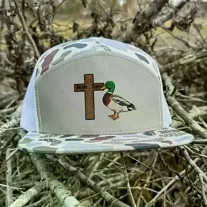 Jesus Saves Mallard Duck Hat | Christian Hunting Trucker Hat | Faith Duck Embroidered Hat | Mallard Duck Camo Baseball Cap | Religious Outdoor Hunting Hat | Unisex Mesh Snapback Hat | Duck Hunter Faith Apparel | Gift for Christian Hunters 1