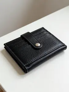 Vintage Leather Card Holder, Foldable Buckle Wallet, Genuine Leather Wallet, Unisex First Layer Cowhide, Simple Multi-Functional Folding Coin Purse, Minimalist Wallets