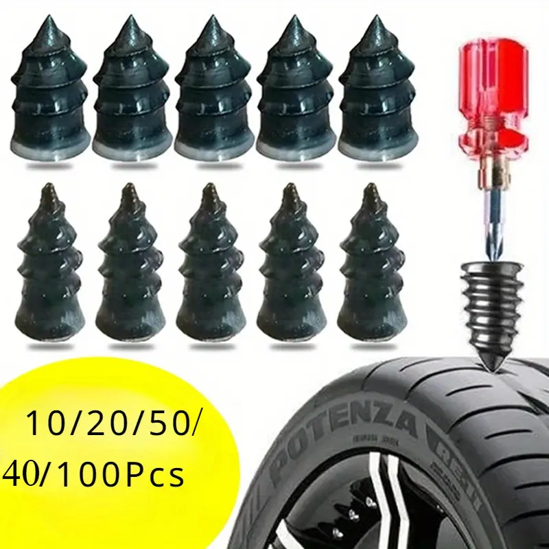 10/20/40/50/100Pcs Tire Repair Nails, Rubber Nails, Vacuum Tire Repair Nails for Car Motorcycle Scooter Bike Vacuum Tyre Repairing Rubber Metal Nail Set Car Tire Accessories