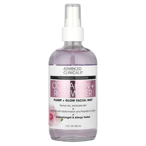 Advanced Clinicals Collagen + Rosewater, Plump + Glow Facial Mist, 7.5 fl oz (222 ml)