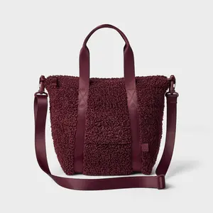 Faux Shearling Mini Tote Bag - All in Motion™ Burgundy