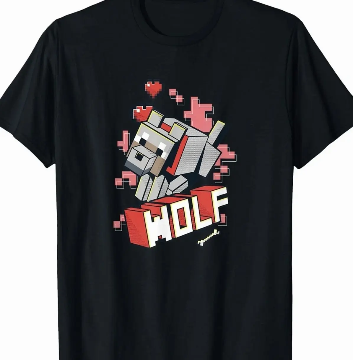 Women's Minecraft Wolf Hero Love Round Neck Simple Soft T-Shirt, Casual Top, Style 3BA
